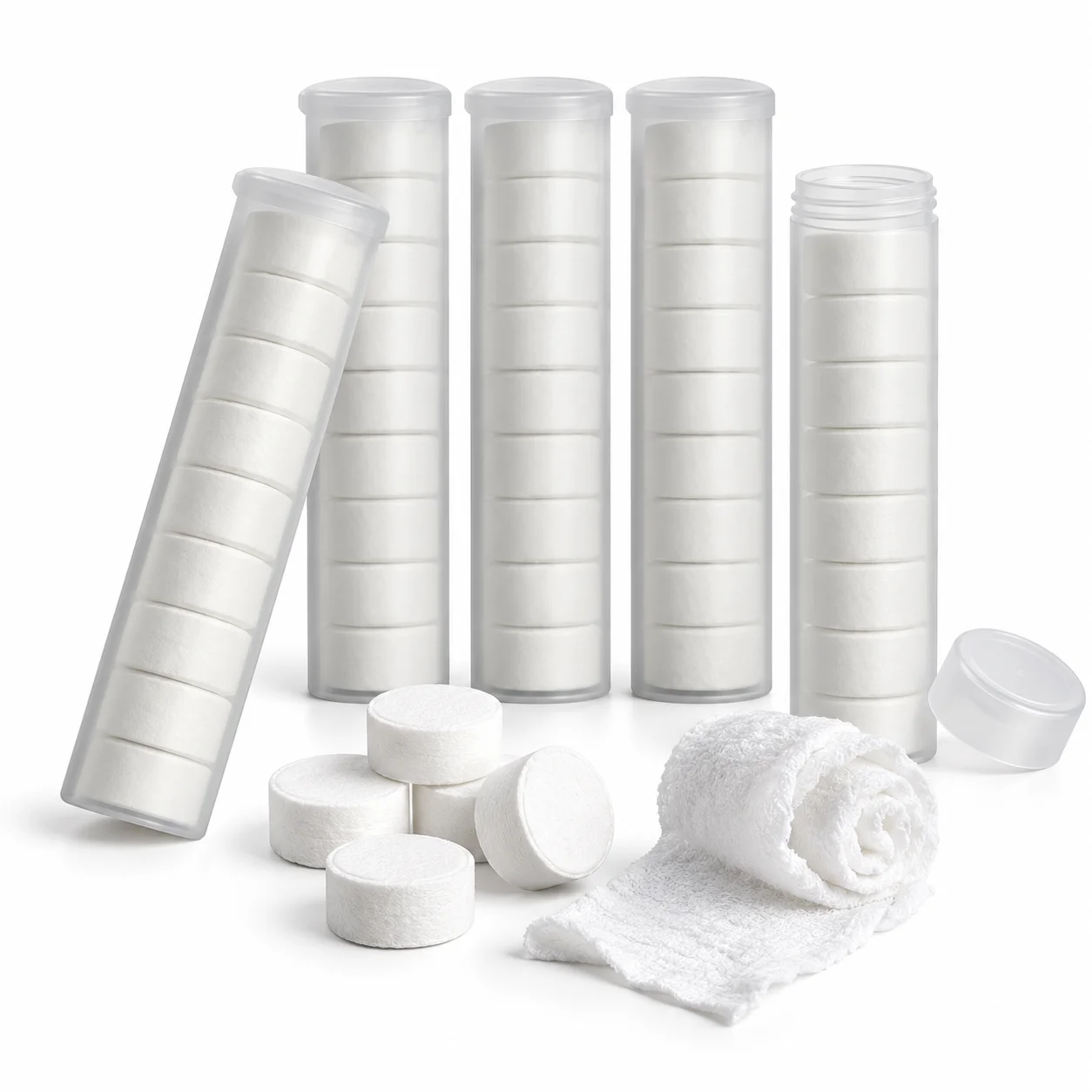 10/20/30PCS Portable Compressed Towels in Storage Tube Disposable Travel Face Cloths for Camping Outdoor Trips and Daily Use