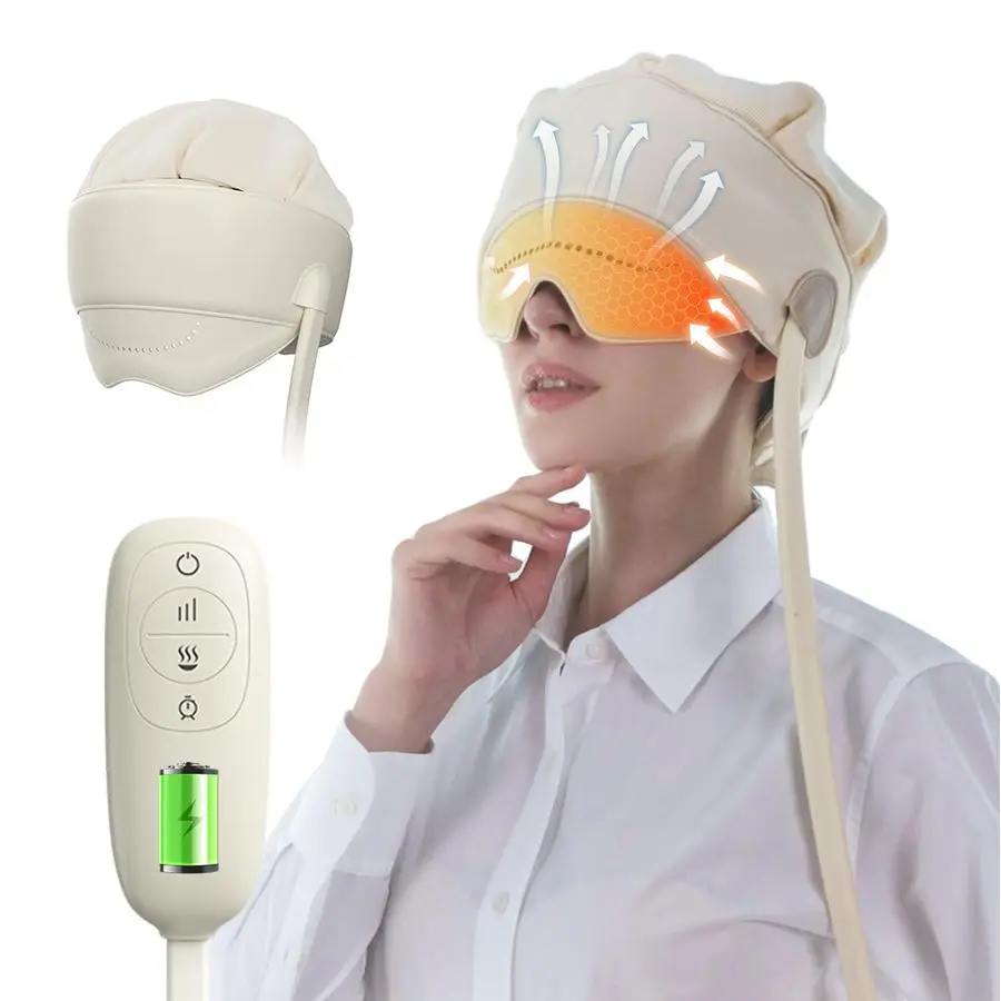 

Massager for Headaches, Eye Massager with Heat, Electric Rechargeable Head and Eye Massage Tool for Stress Relief, 4 Massage Mod