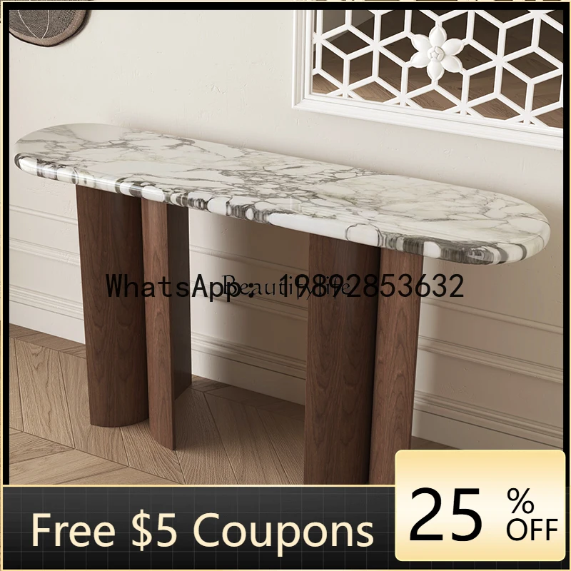 

ZZ High-end French light luxury marble luxury stone entrance table ultra-narrow entrance cabinet