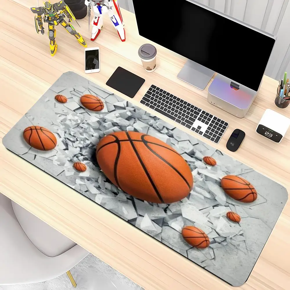 Vintage Basketball Wall Break Desk Mat Nostalgic Sports Style Premium Bound Edge Large Size Anti-Slip Keyboard Pad