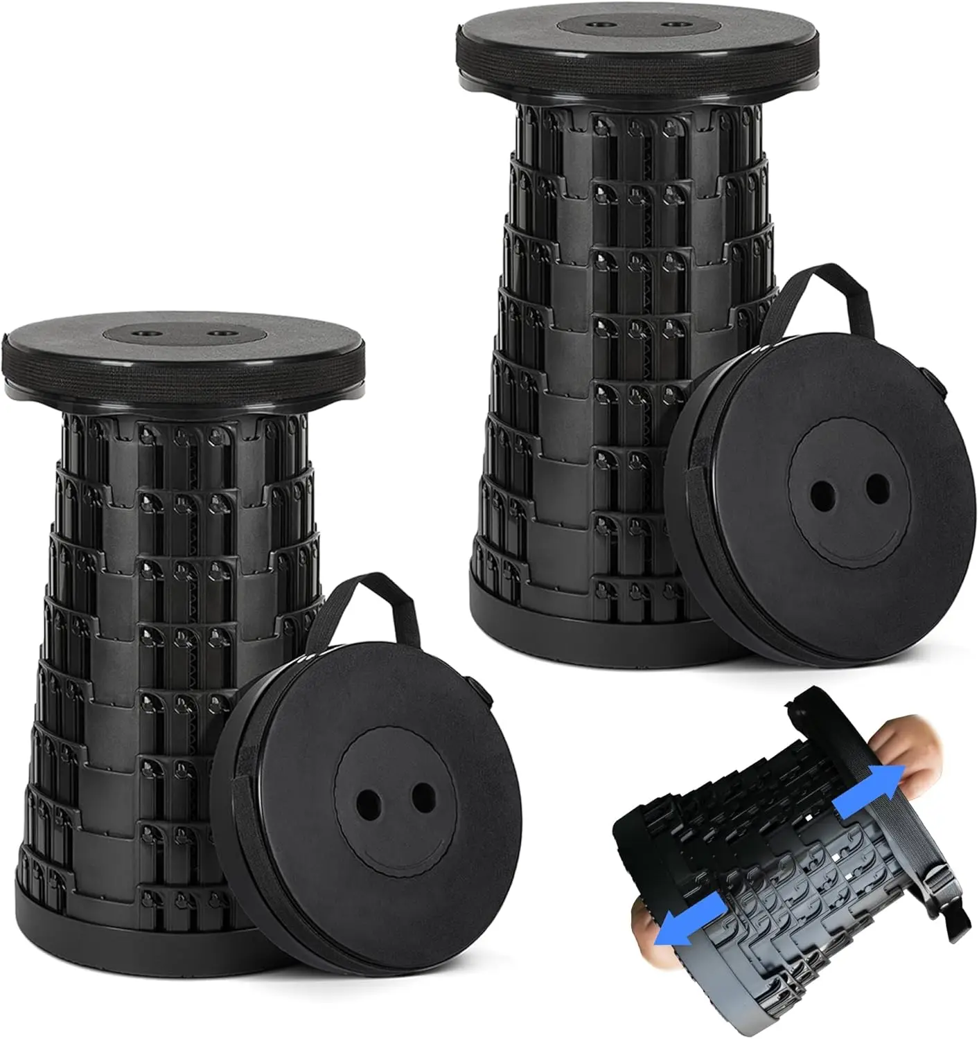 

Collapsible Stool 2-Pack, 620lbs Capacity, Lightweight Portable Retractable Foldable Camping Stool for Outdoor Fishing Hiking