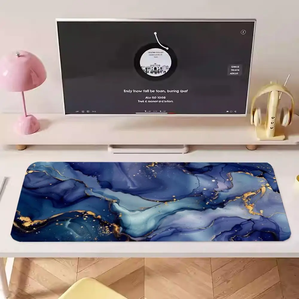 Large Size Table Mat Purple Gold Flowing Liquid Marble Abstract Texture Mouse Pads For Laptop Games Playmat