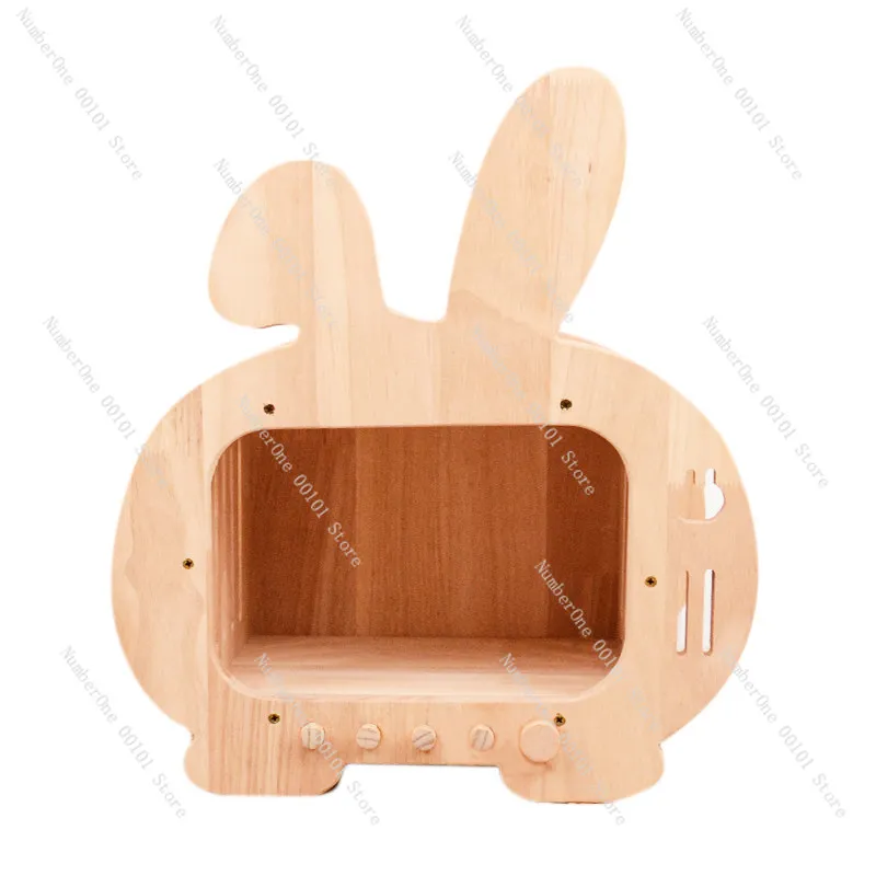 Solid Wood Rabbit Hideout House, Eco-Friendly Bunny Sleeping Hole Toy, Large Pet Bedroom Furniture