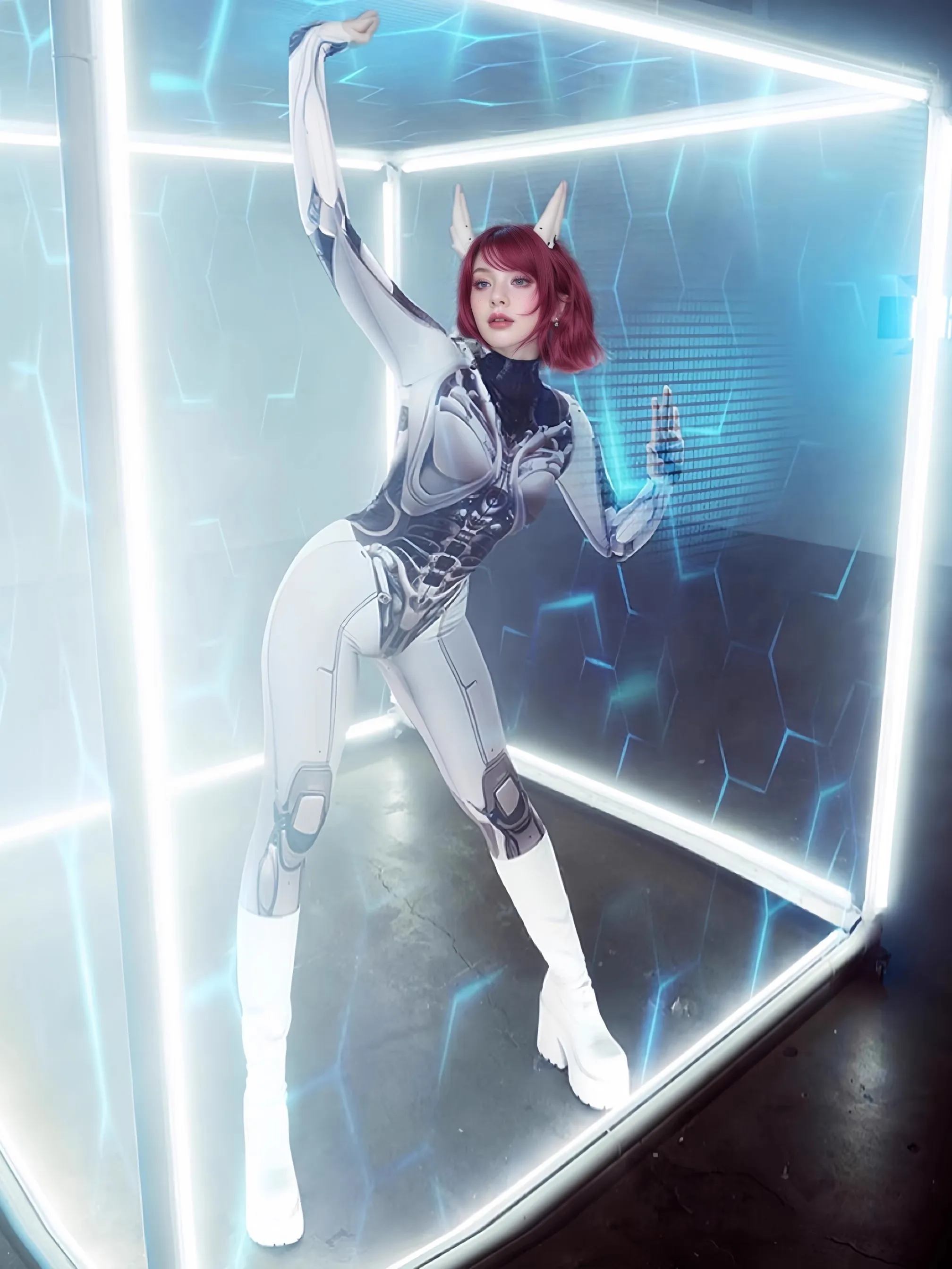 2025 ใหม่ไนท์คลับบาร์สตรีเทคโนโลยีหุ่นยนต์Jumpsuitเต้นรําทีมGogoนักร้องหญิงDjเครื่องแต่งกายคอสเพลย์ชุดDN20557