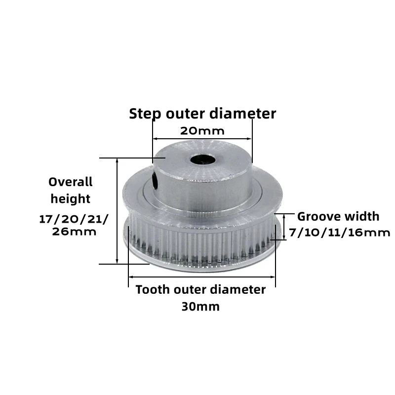1Pcs 2GT Timing Pulley 48T 48Teeth Bore 5/6/6.35/8/10/12/14mm 48 Tooth Belt Width 6/10mm GT2 Timing Belt Pulley 3D Printer Parts