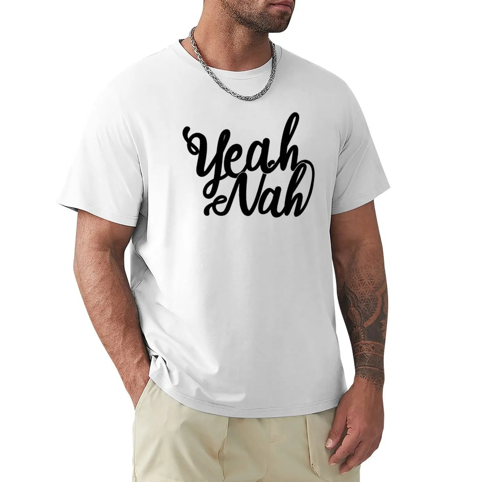 

Yeah Nah Hand Script T-Shirt summer top hippie clothes mens graphic t-shirts anime