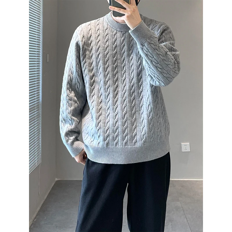 

k ey Thiened Knitted Sweater Men's Winter Casual round Ne Base irt Inner Wear Versatile Comfortable Long Sve Top