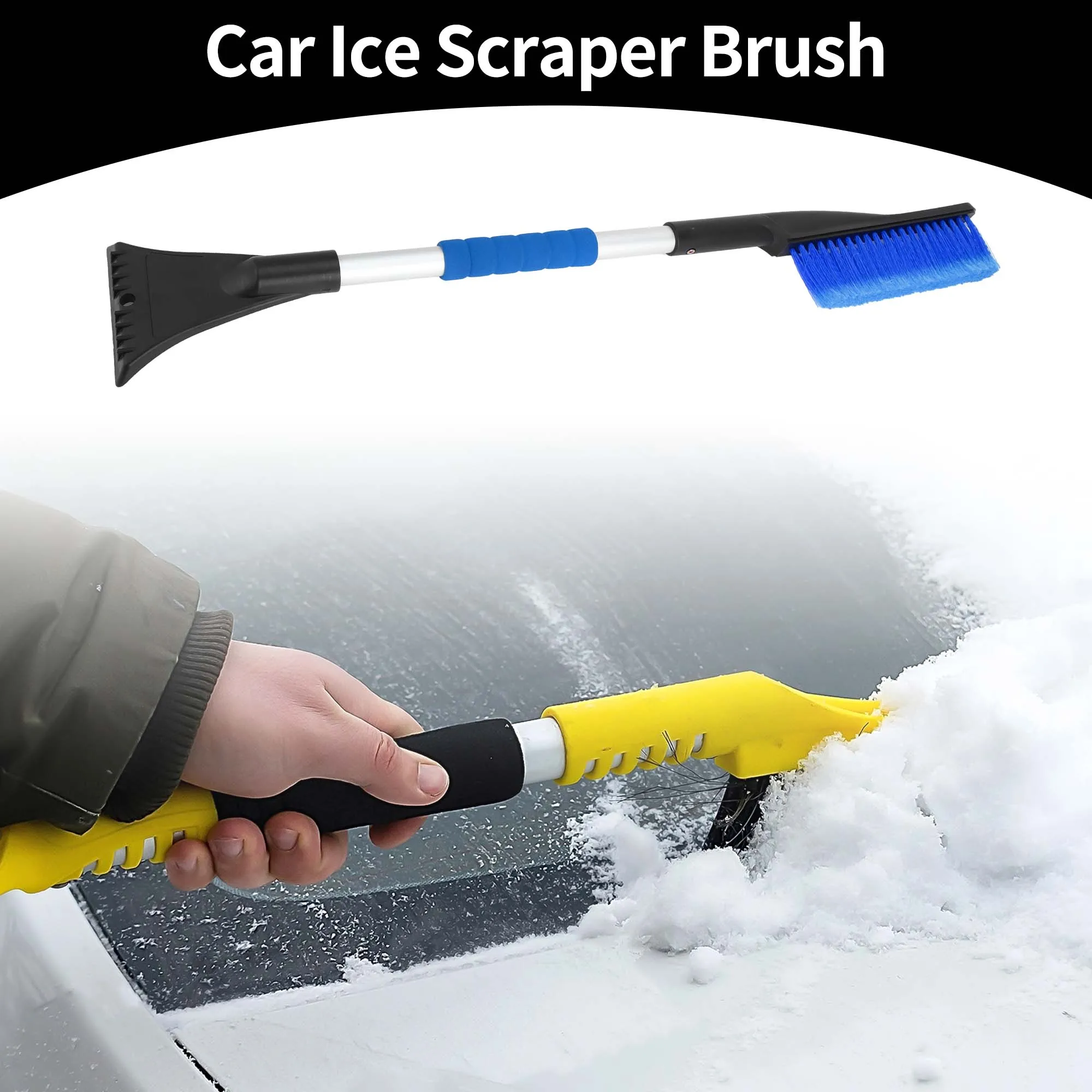 

UXCELL 75x11cm Universal Car Ice Scraper Brush with Broom SUV Snow Frost Remover for Car Truck Windscreen Side Window Anti Crash