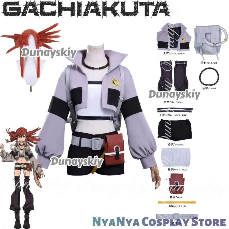 GACHIAKUTA أنيمي لودو إنجي زانكا رييو كوسبريفري أربعة شخصيات زي قتال موحد مع الأربعة أنماط الباروكات كوسفليري زي البدلة الكاملة