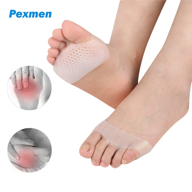 Pexmen 2/4Pcs Ball of Foot Cushions Soft Gel Metatarsal Pads Silicone Mortons Neuroma Callus Pain Relief Foot Care Tool