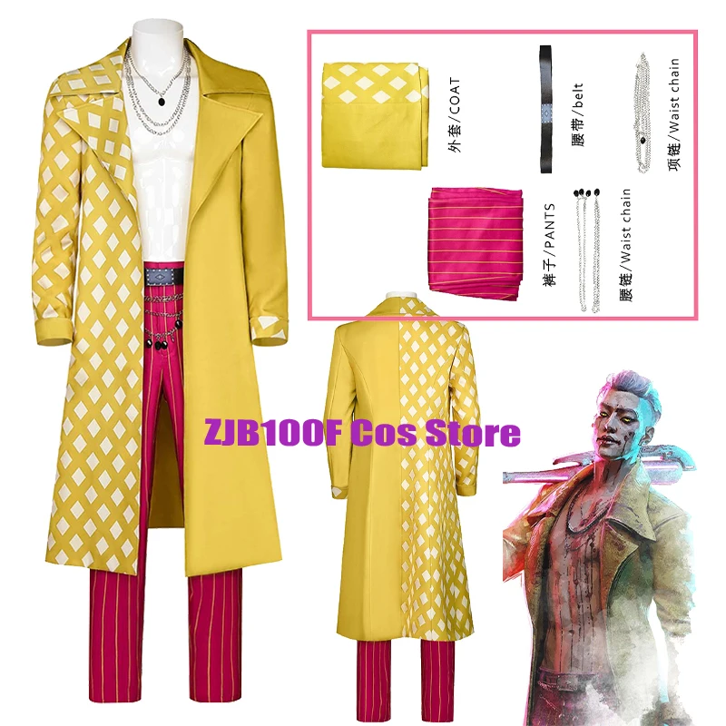 

GIEGIE Cosplay Game Slaughter Costume Uniform Yellow Trench Pants Suit Halloween Party Clothing for Men Women