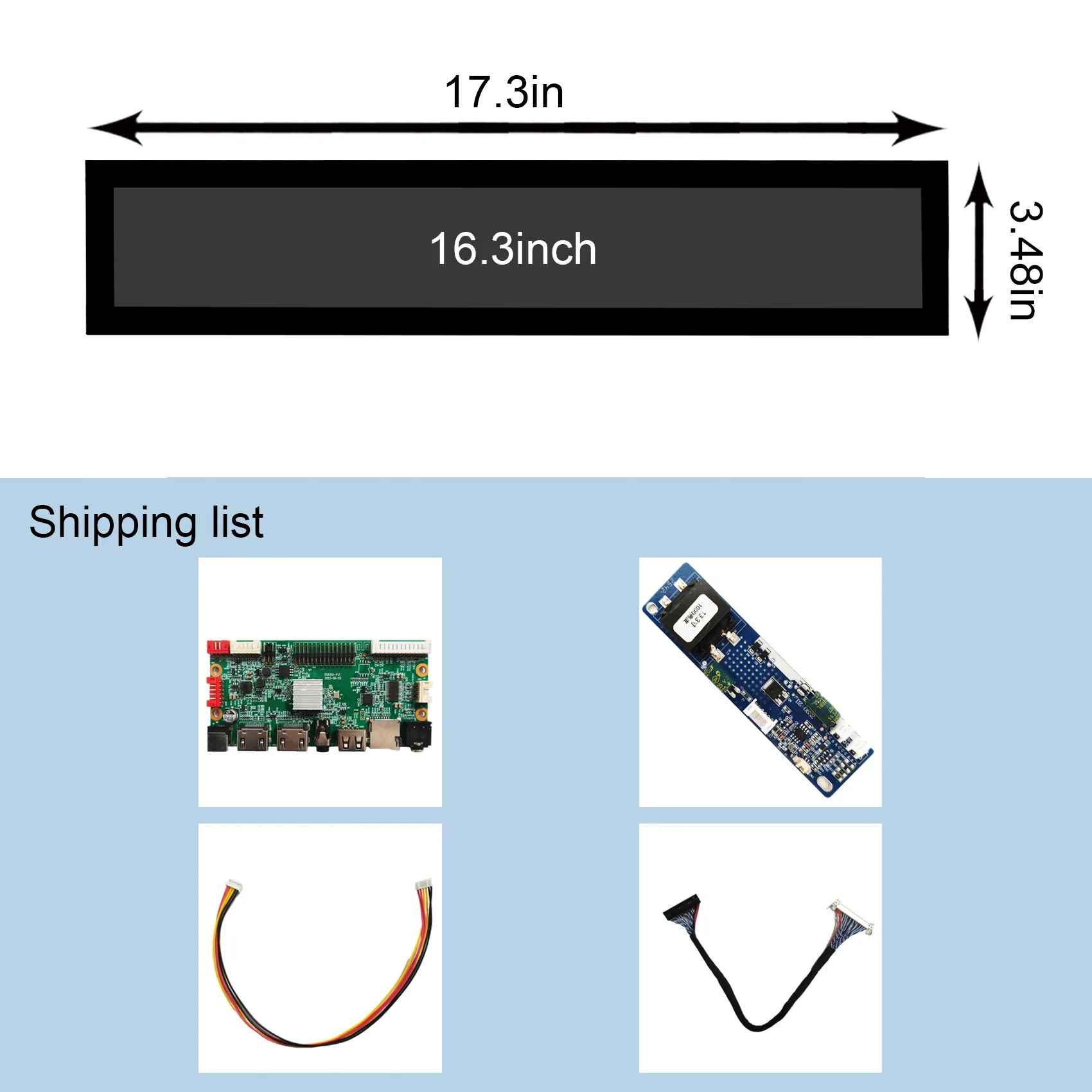 

Advertising Display Screen 16.3Inch 1920X275 1000Nit Outdoor Lcd Strech Lcd Bar Screen With Driver Board