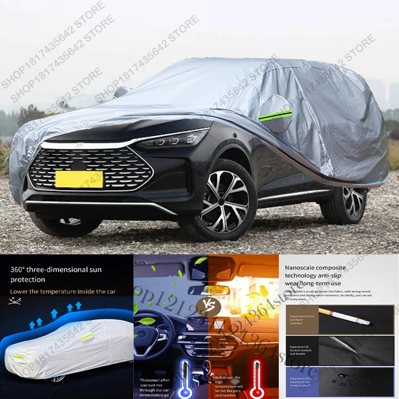 Volledige autohoes compatibel met BYD Tang 2018-2025, geschikt voor alle weersomstandigheden, bescherming tegen zon, regen, UV-straling en stof, voor buiten en binnen.