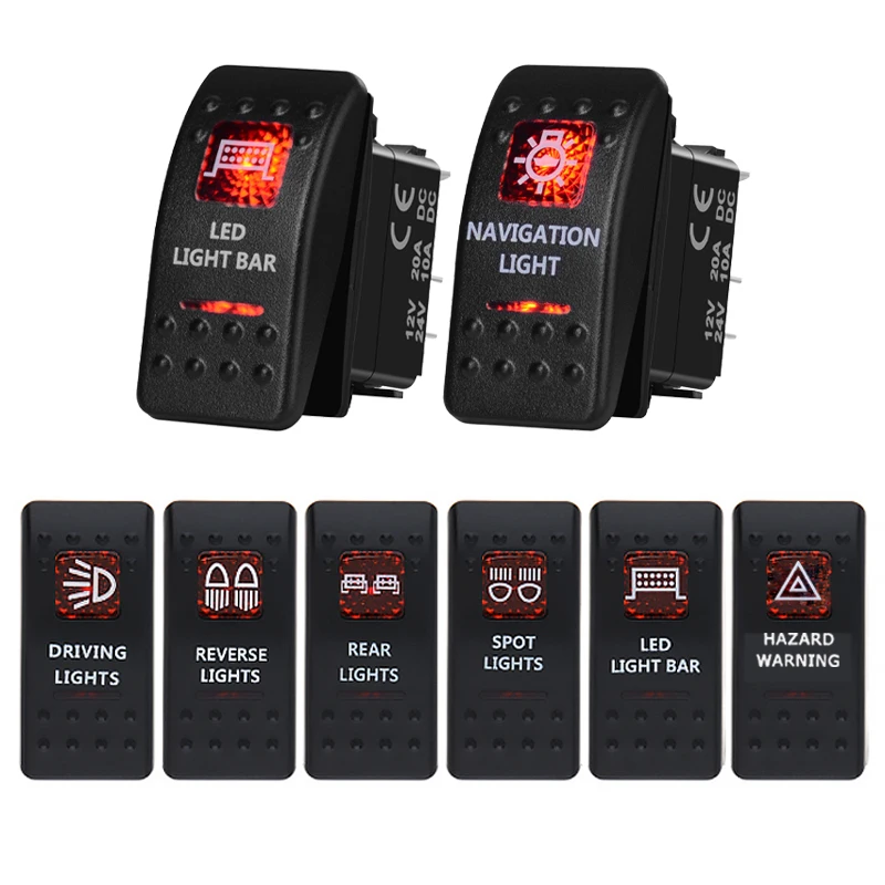 Marine Boat Rocker Switch Red Led Light Bar ON OFF / ON OFF ON / Momentary Toggle Switch for Auto Car NARVA Carling Polaris RZR