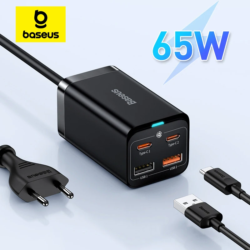 【Limited】Baseus 65W GaN Charger For Laptop Tablet Fast Charger For Samsung POCO Oneplus iPhone Phone Charger USB C Charger