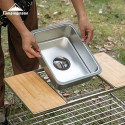 CAMPINGMOON Camping CK-26 IGT One Unit Sink 304 Stainless Steel Dish and Vegetable Sink Multi functional Water Storage Basin