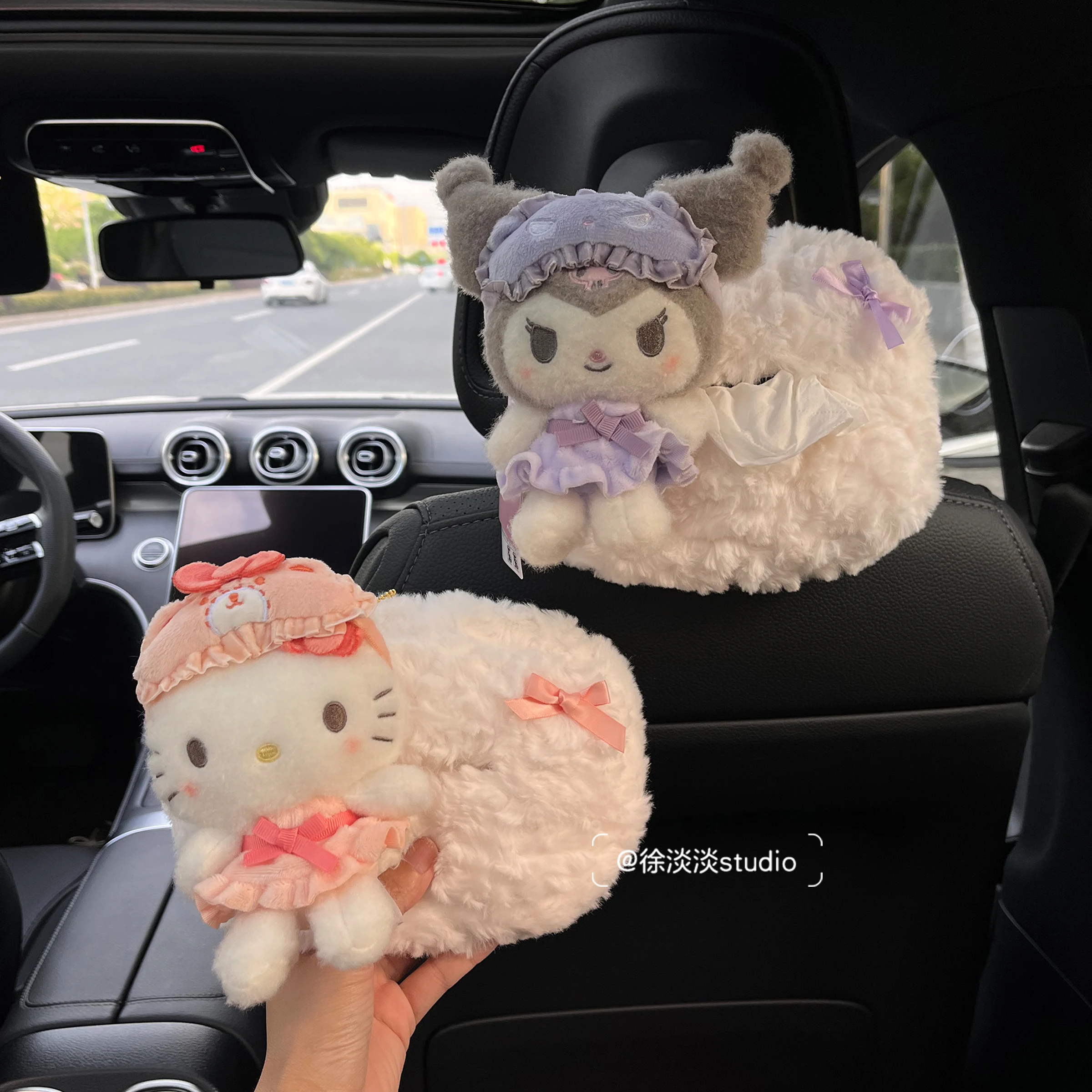 

Car Creative Hanging Type cartoon Cute Car Drawer Box Tissue Box Seat Back Armrest Box Multi-function Tissue Bag Car Accessories