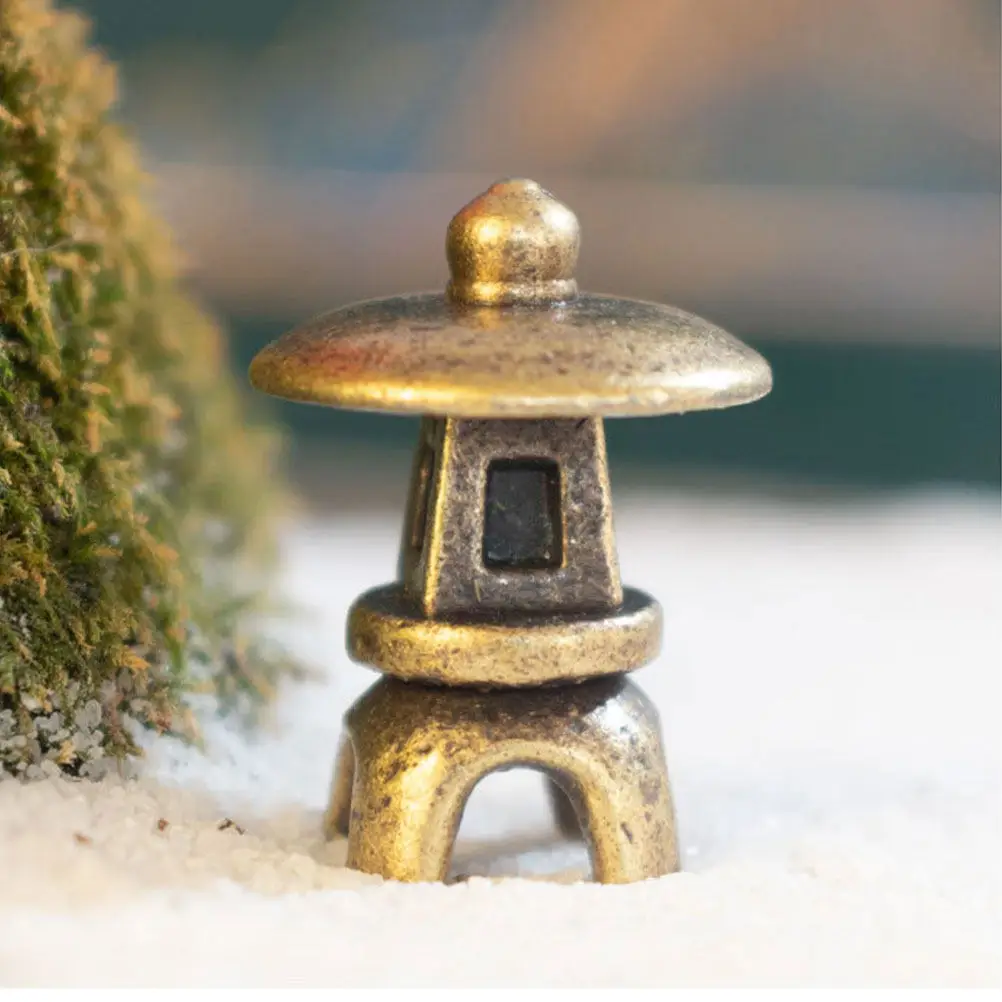 3Pcs Mini Pagoda Lantern Set Synthetic Copper Garden Decoration Indoor Outdoor Desktop Ornaments Micro Landscape Accessories