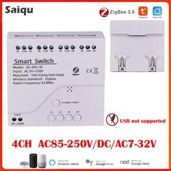 220V Zigbee Smart WiFi Switch Module 4Channel 85-250V RF433 Relay Smart Home APP Remote Control With Alexa Google Home