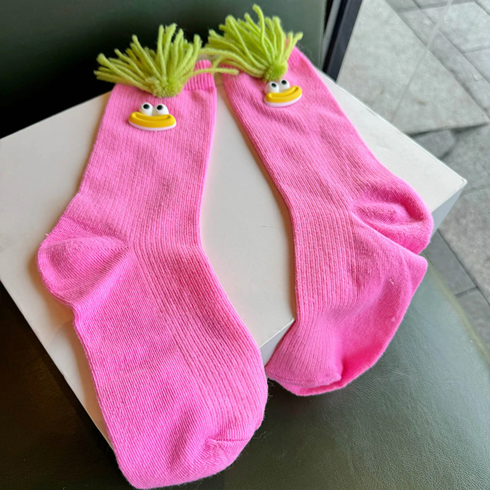 Womens Casual Crew Socks Soft Thickened Warm Cozy Cartoon Monster Socks for Ladies Bootie Trouser