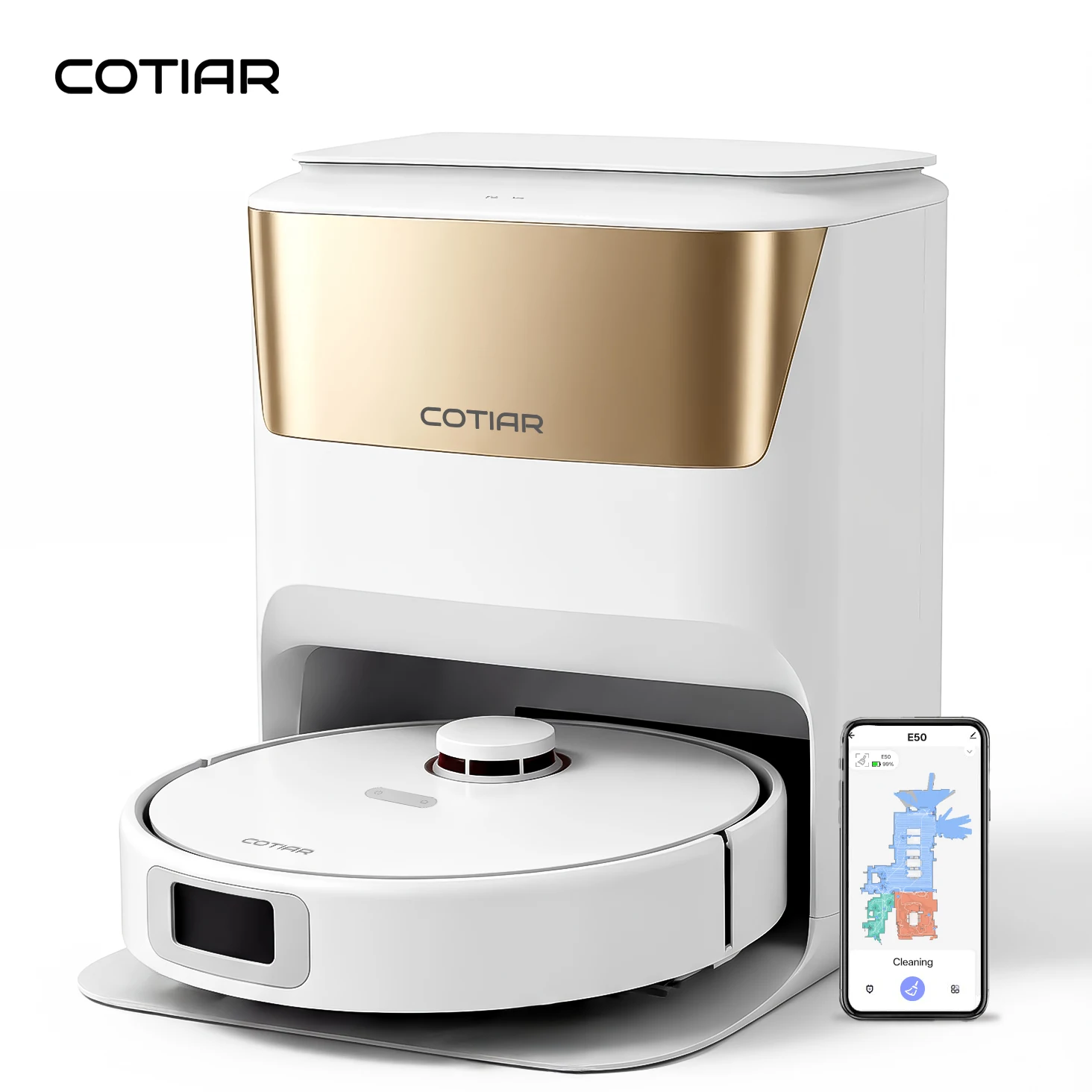 COTIAR E50 9000Pa Powerful Suction Robot Vacuum Mop In One DTOF Obstacle Avoidance 18mm Ob