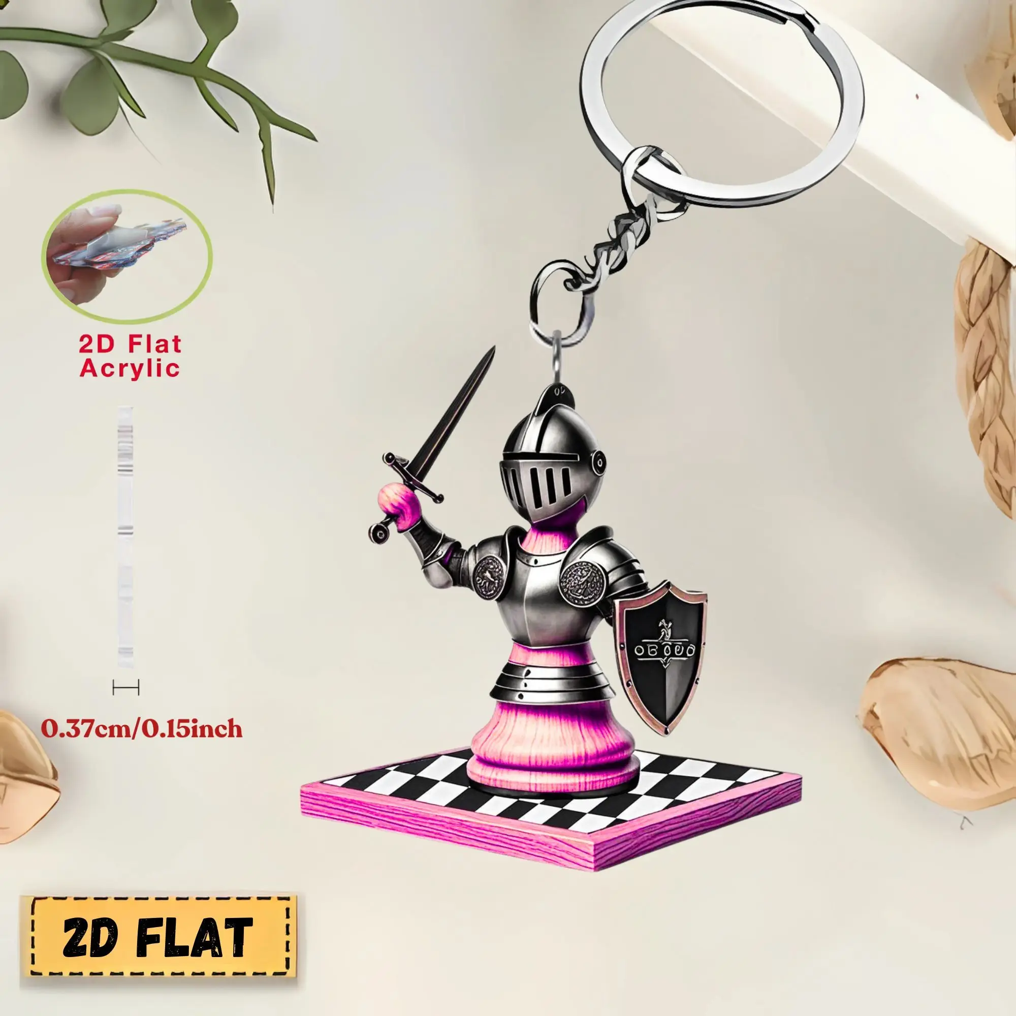 Colorful Chess Theme Acrylic Keychain 2D Pendant Suitable Backpacks Bags Car Key Decoration Friends Holiday Ornament Party Gifts
