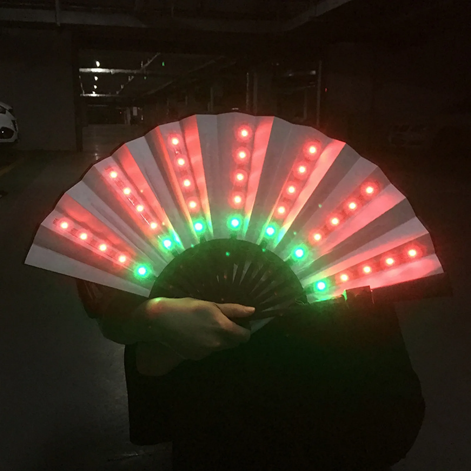 Chinese Style Folding Fan LED Light Colorful Held Folding Fan Party Remote Control Folding Hand Fan With Led Light Color Change