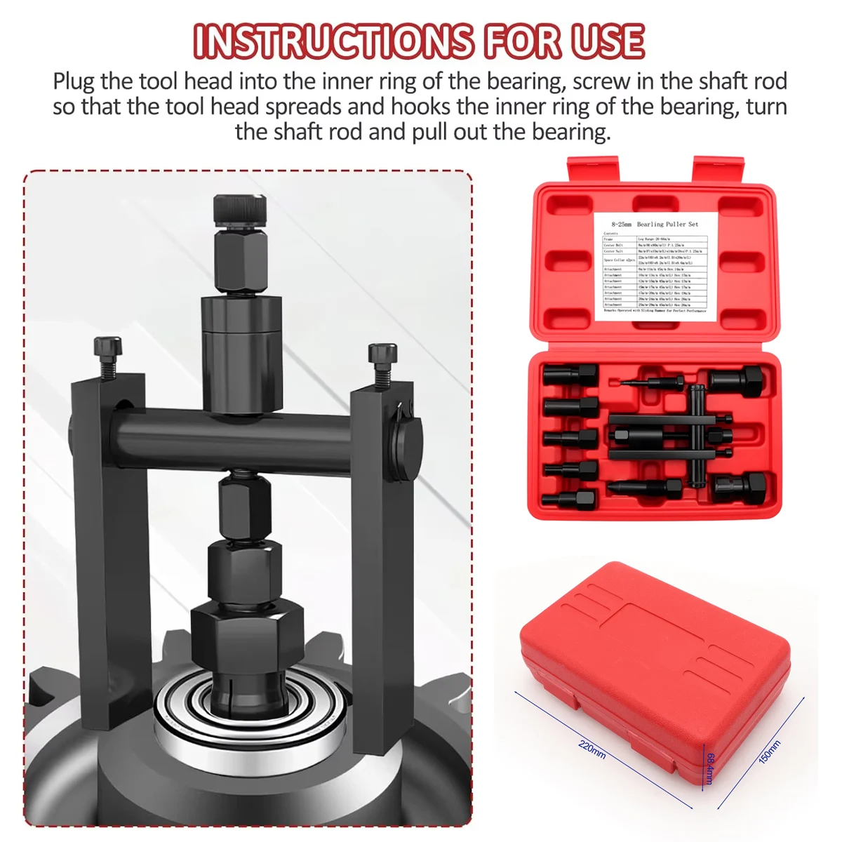 10 Teile/satz Motorrad Lager Puller Kit Praktische Interne Removal Tool mit Box für Motorrad Wartung