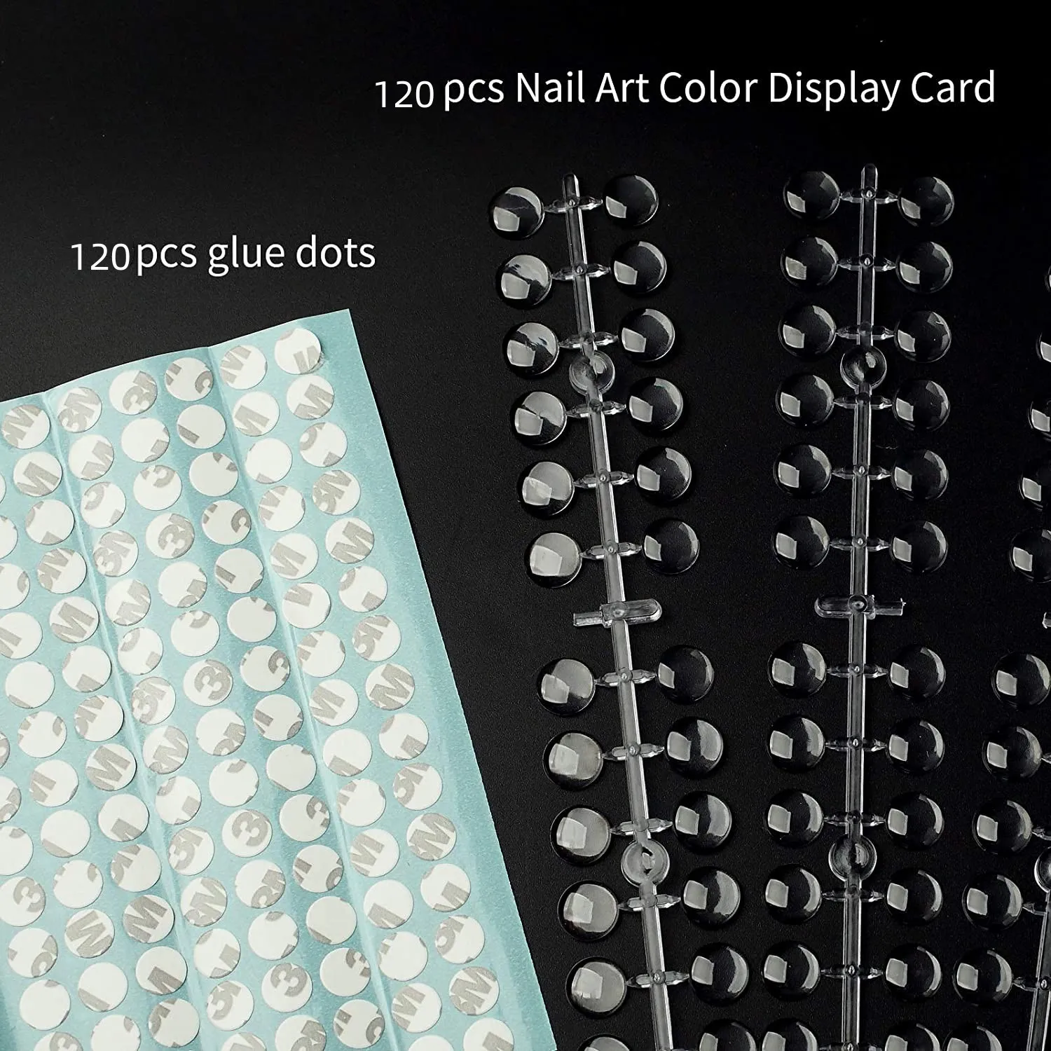 120 Pcs Round False Nail Display Tips Fake Nail Color Chart Nail Swatch Sticks with Adhesive Sticker