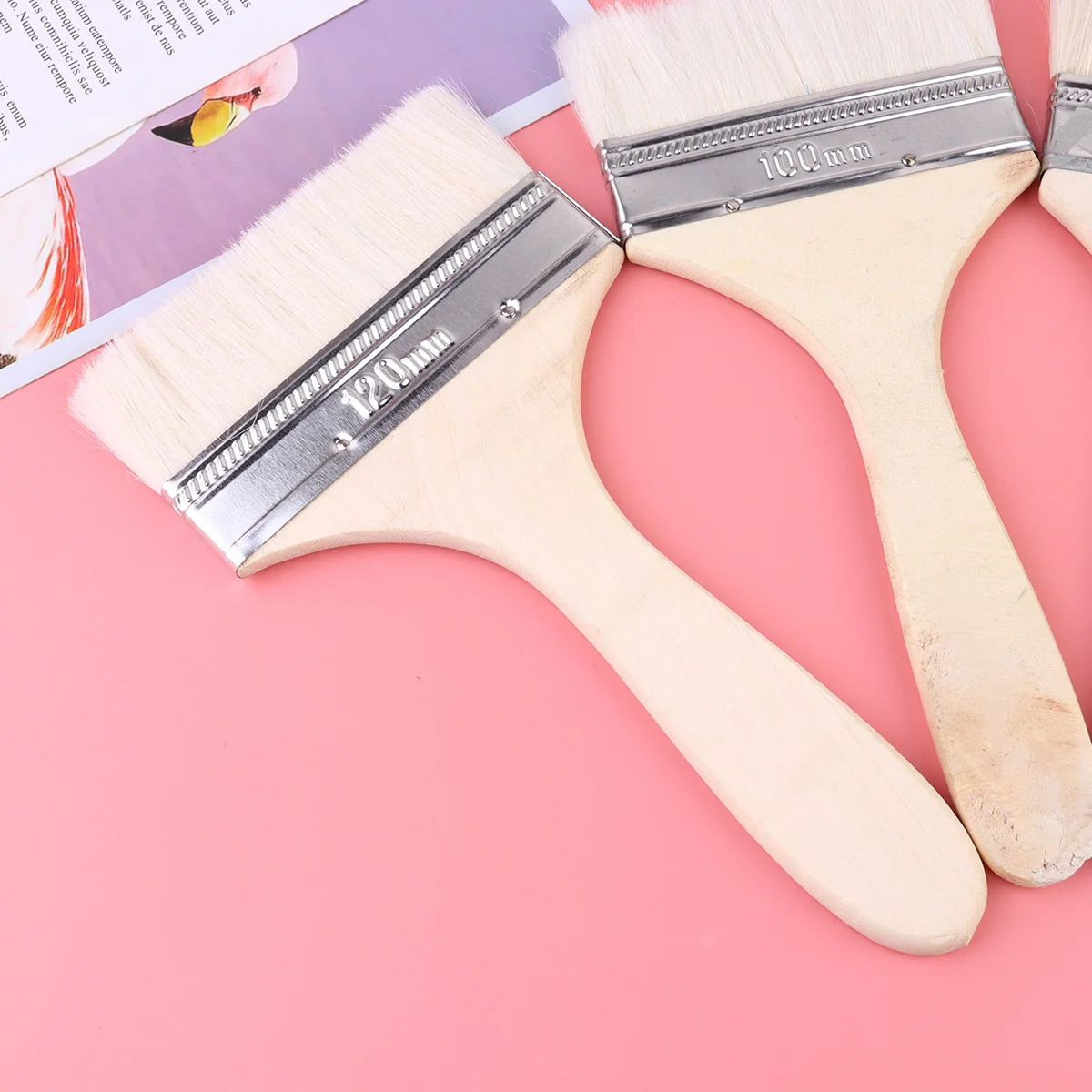 5pcs Wool Brush Set Multifunctional For Painting Baking Touchups Chip Durable Smooth Handle Easy Use Long Lasting