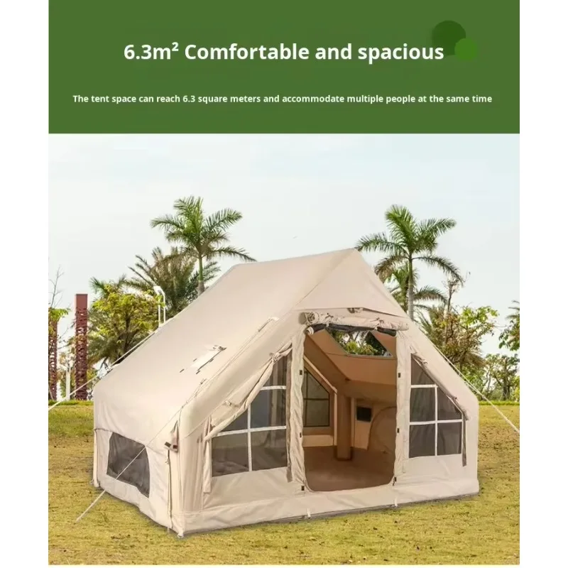 

Портативный набор для кемпинга: надувная палатка на 4 человека, водонепроницаемая, теплая, из плотной ткани Оксфорд, с сетчатой структурой, одна спальня