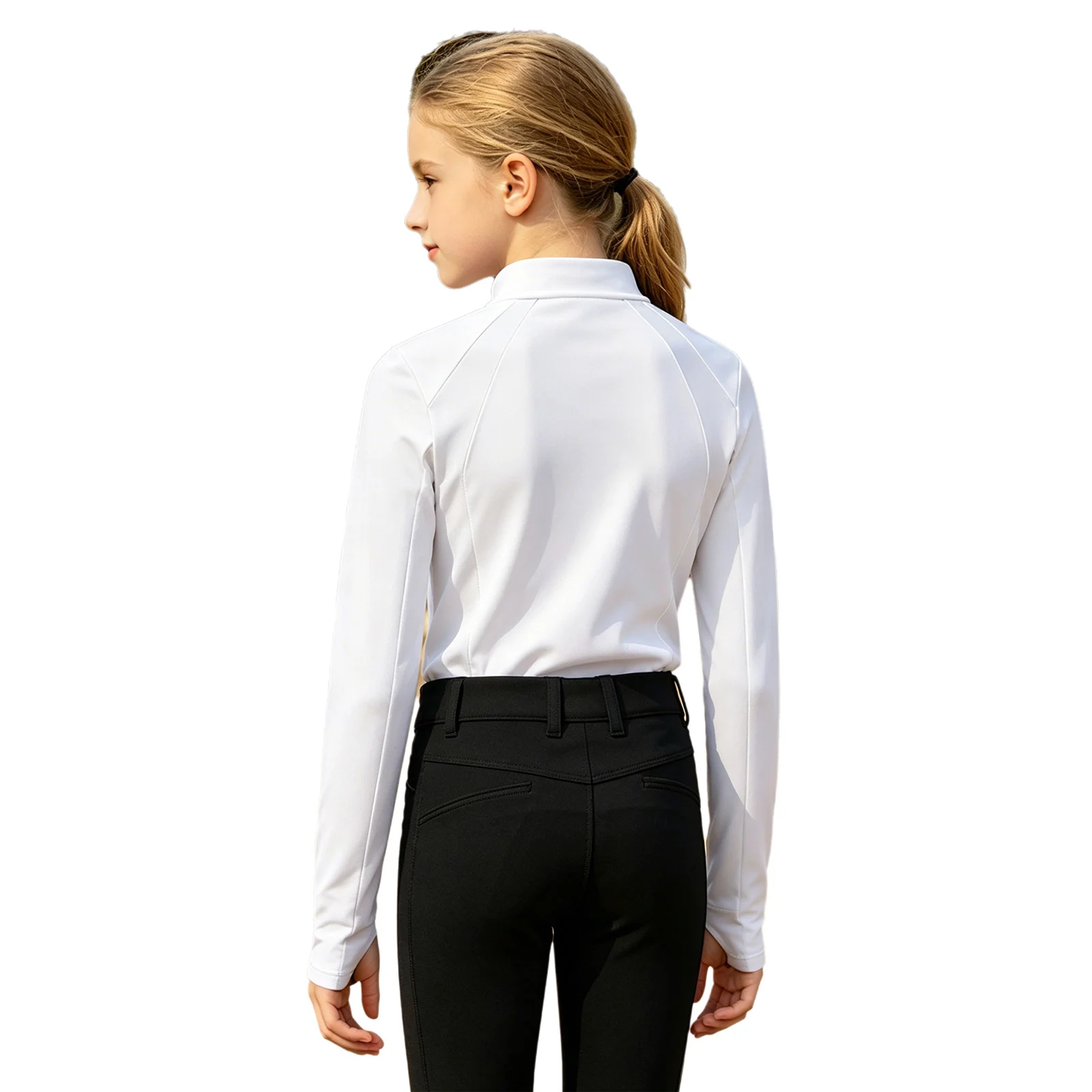 Teen Girls Equestrian Sports Shirts Horse Riding Clothes Long Sleeve Half Zip Quick Dry Shirt Tops Horsemanship Golf Sportswear