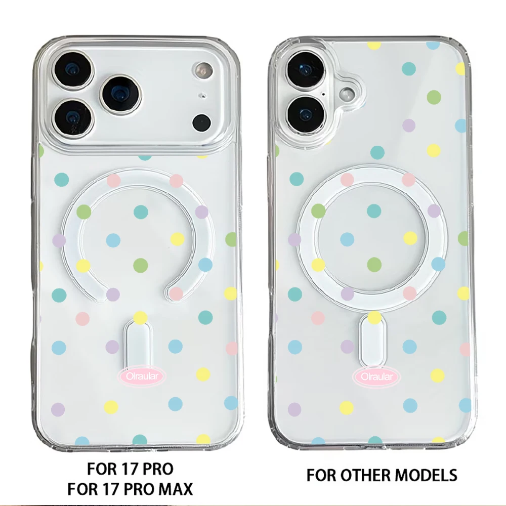 Colorful Polka Dot For Magsafe wallet Magnetic Card holder Phone Case For iPhone 17 16 13 15 12 14 Pro Max Plus 17 Air 16E Cover view 6