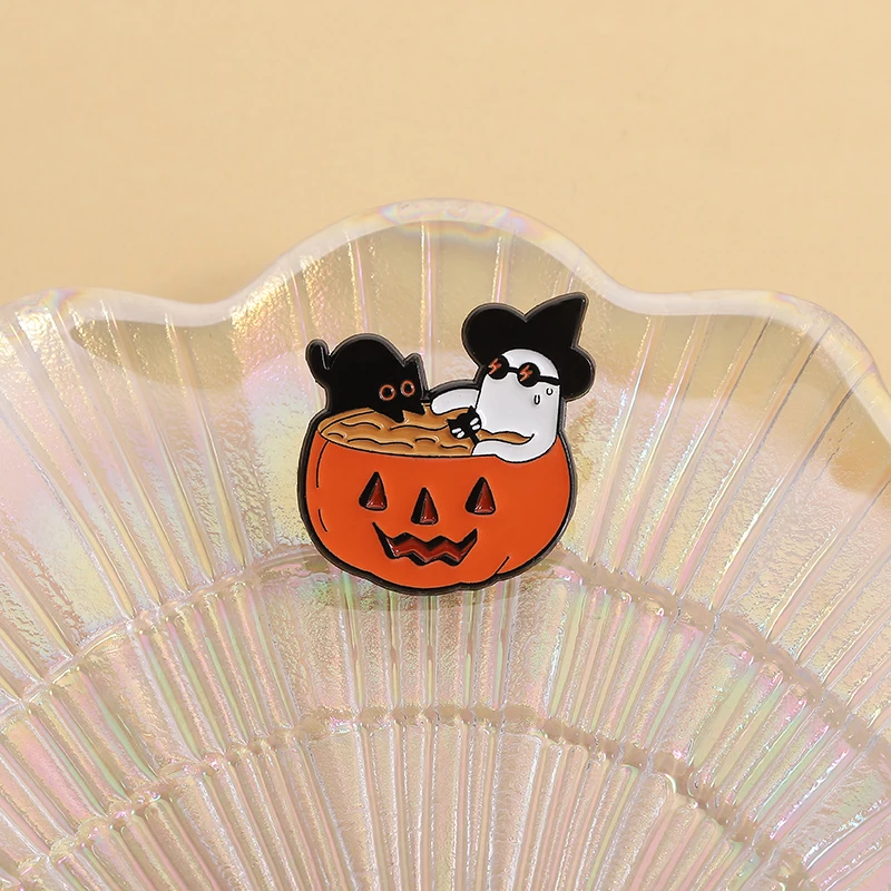 Halloween Vibes Emaille Pins Zwarte Katten Boo Ghost Pompoen Broches Revers Badges Cartoon Herfst Sieraden Cadeau voor Kinderen Vrienden