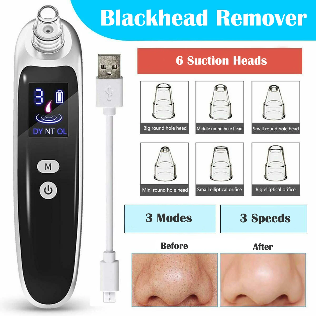 Electric Blackhead Remover Deep Cleansing Pore Vacuum Cleaner Face Nose Black Head Acne Pimple Removal Machine Skin Care Tools