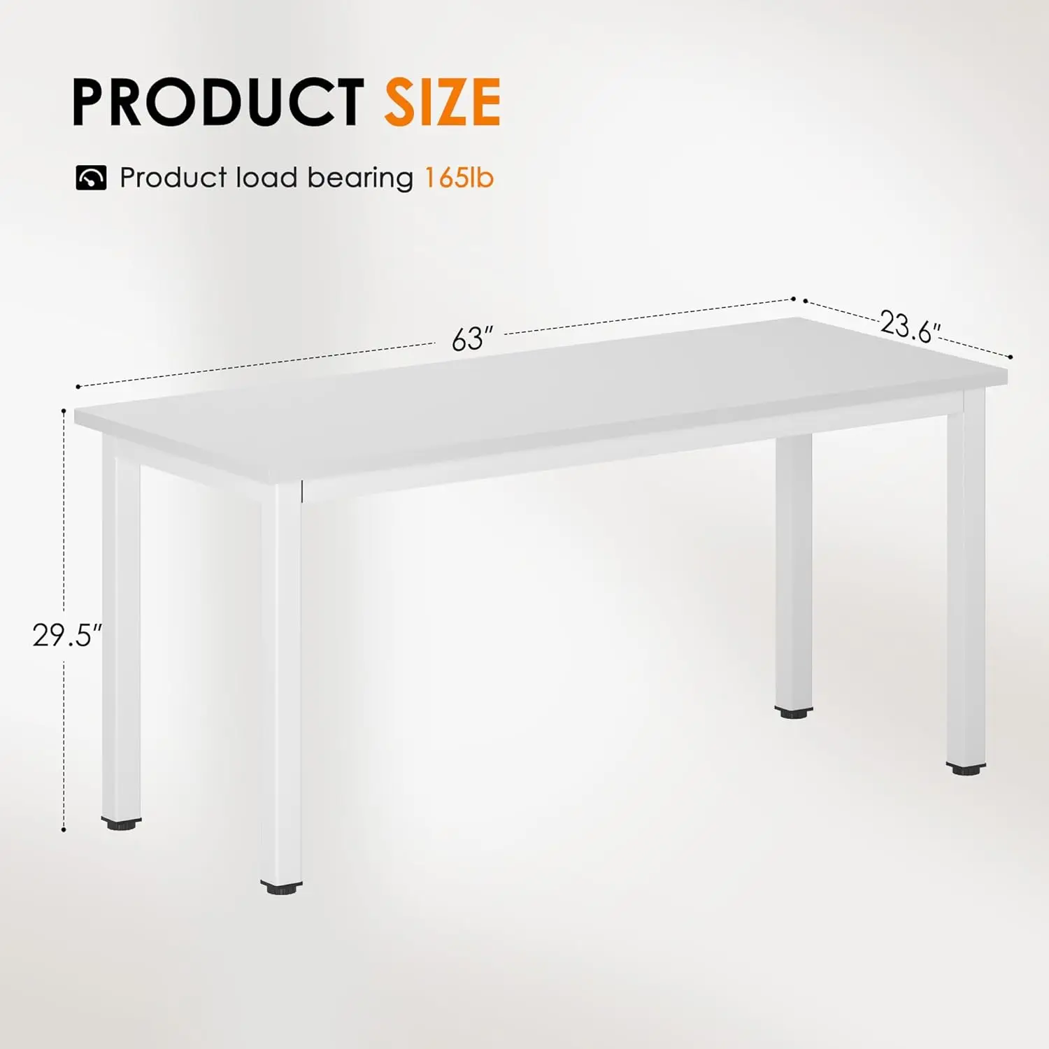 Grand bureau d'ordinateur de 63 pouces, bureau d'école en planche de bois composite, bureau à domicile décent et stable/poste de travail/table, BS1-160