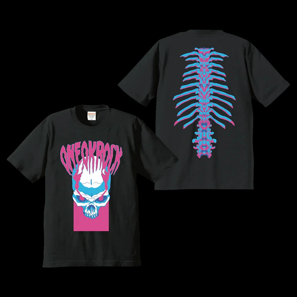 Double Sided ONE OK ROCK Skeleton Skull Print Oversized J-Rock Concert Fan T-Shirt Streetwear Top