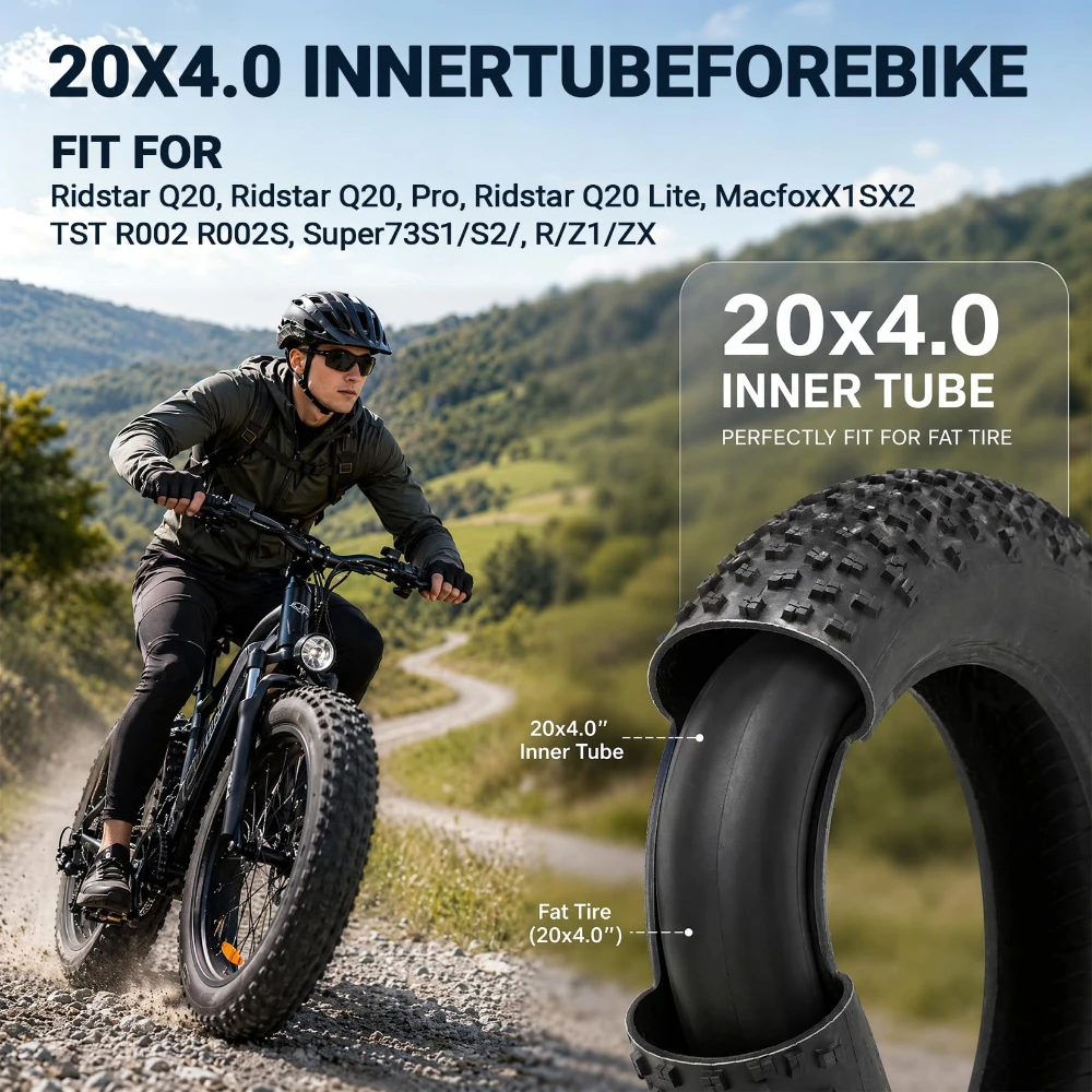 20x4.0 Butyl Rubber Ebike Inner Tube For MACFOX X1S TST R002 Super73 Universal Front Rear Replacement Tube for Adult E-Bikes