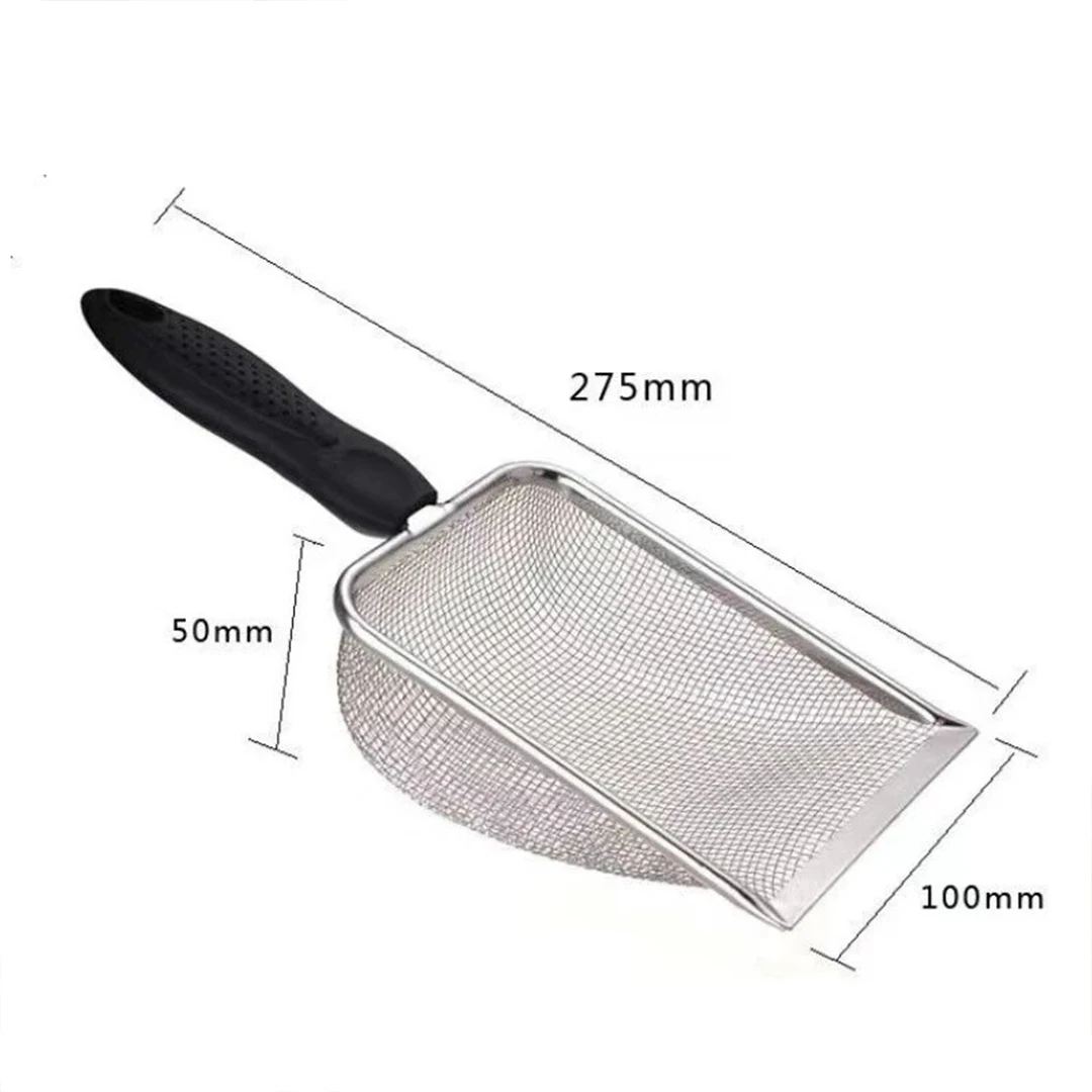 Fine Pores Cat Sand Shovel Stainless Rust-Resistant,Steel Shovel Applicable Small Cat Litter Pet Feces Clean Filter Shovel 2X2mm