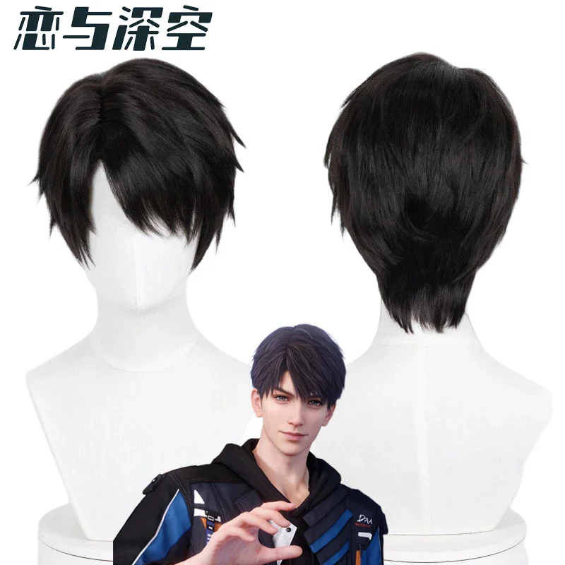Perruque de Cosplay Caleb Game Love And Deepspace pour hommes, cheveux courts noirs, résistants à la chaleur, accessoires de fête de carnaval