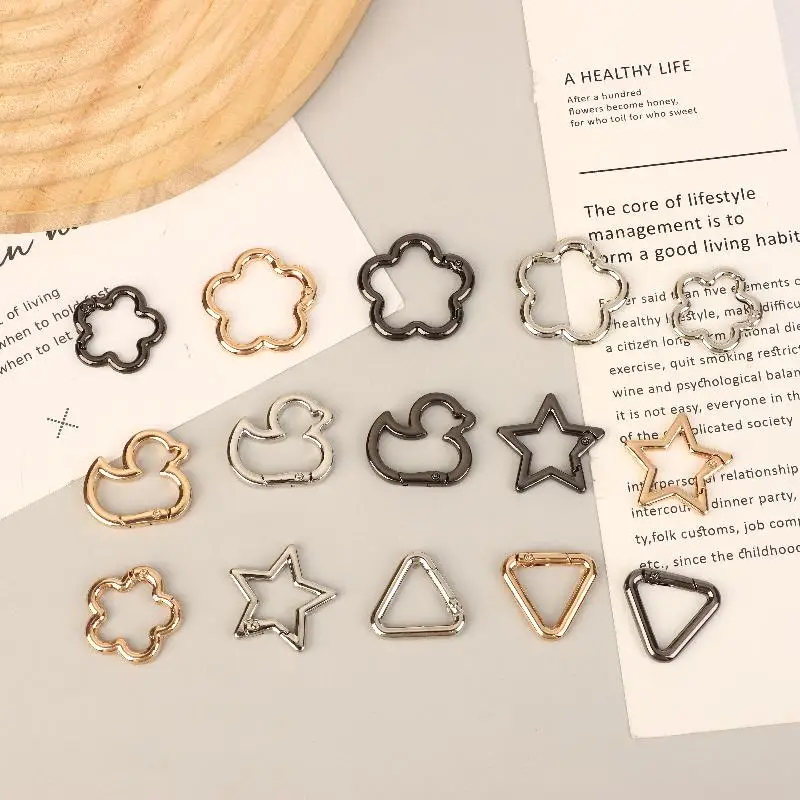 5Pcs Star Duck Flower Shape Spring Ring Open Buckle Carabiner Snap Clip For Leather Bag Handbag Belt Strap Connector