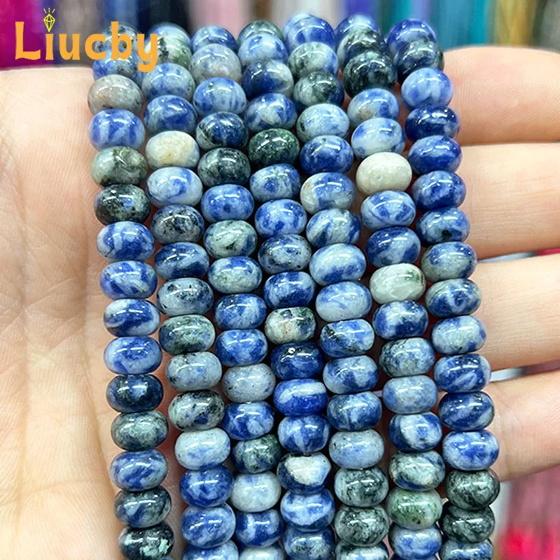 Natural Stone Dot White Blue Vein Sodalite spacer Beads For Jewelry Making DIY anklet Necklace Accessories 15