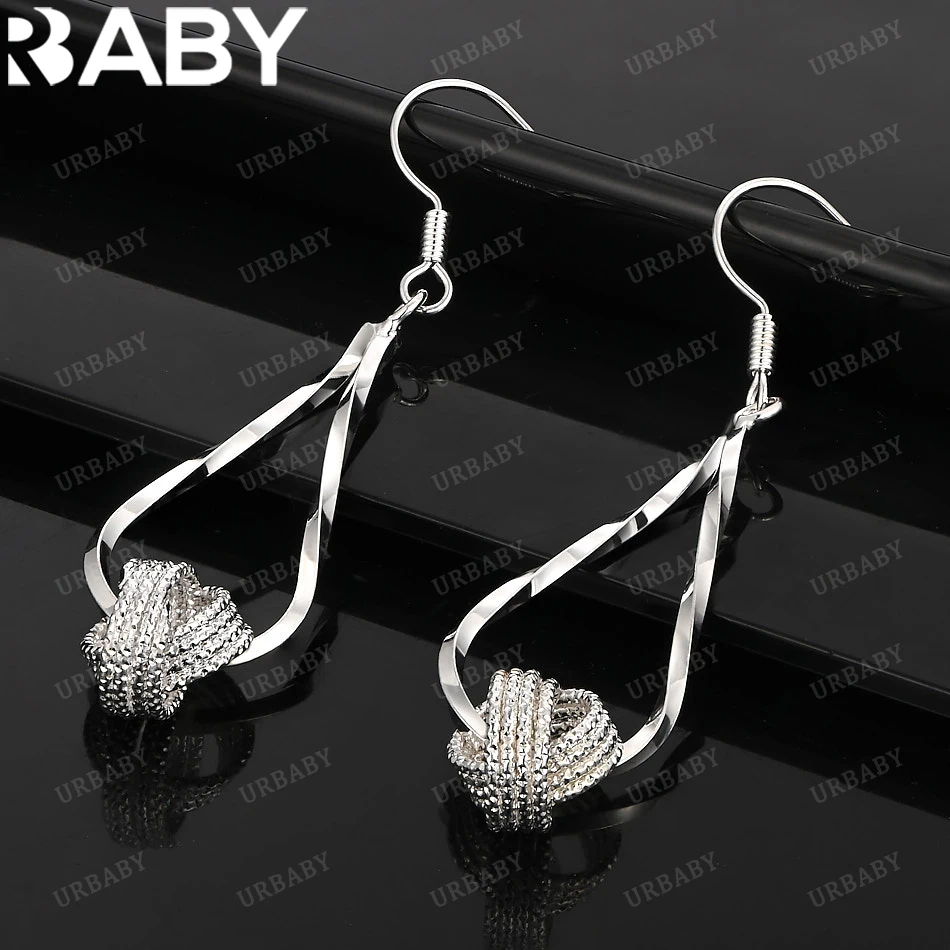 

URBABY 925 Sterling Silver Earrings Circular Interlocking Drop Earrings For Women Jewelry Fashion Party and Daily Wear