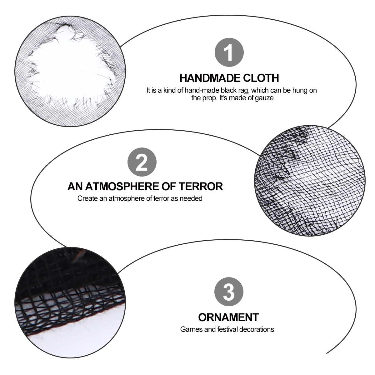 

5 Pcs Black Gauze Creepy Cloth Scary Halloween Party Supplies Spooky AtmosphereHaunted House Decor Layout Props Outdoor