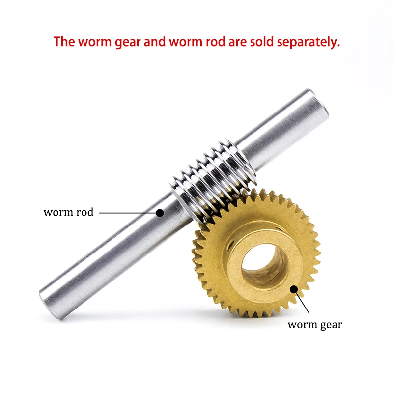 1Pcs 1M 15T-60T Brass Worm Gear Wheel Or Stainless Steel Worm Rod 1 Modulus 15 Teeth-60 Teeth Worm Gear Bore 5/6/8/10/12mm