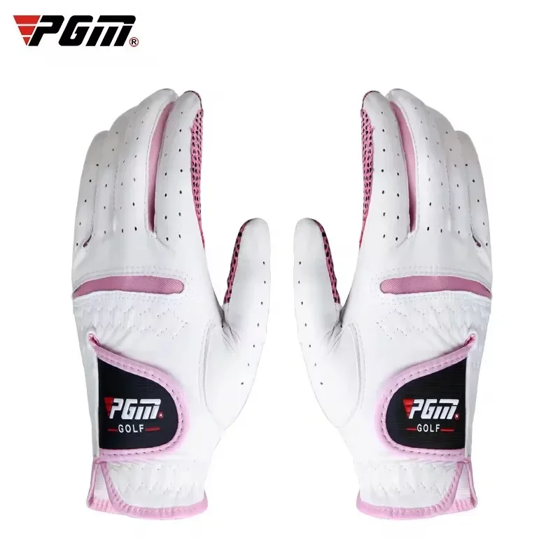 

PGM Golf Gloves Women Cape Kid Real Leather Protective Finger Training Breathable Ladies Sport Wear 1 Pair Right Left Hand