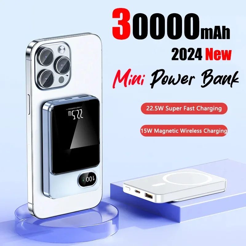 NEW Original 30000mAh Wireless Magnetic Power Bank Magsafe Ultra Fast Charging Portable Large Capacity Phone Accessories