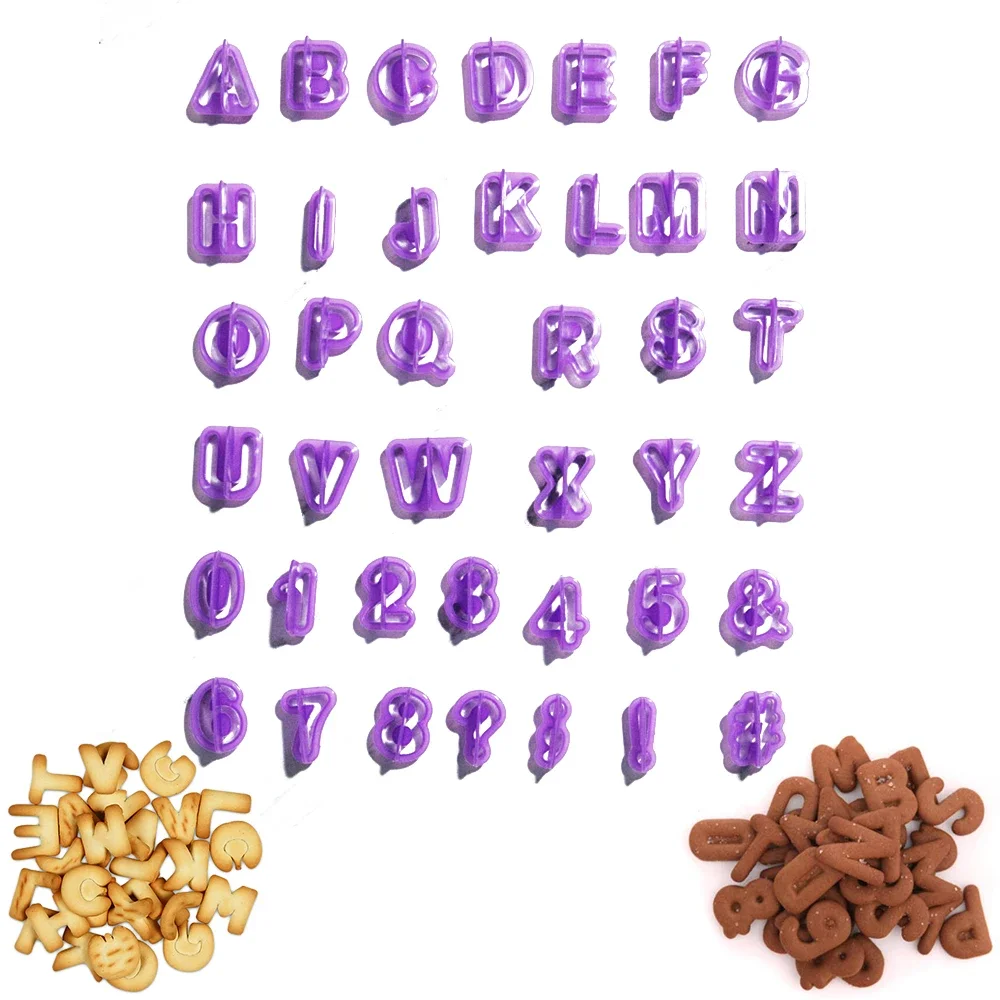 40pcs/set Alphabet Cake Molds Figure Plastic Letter Fondant Mold Icing Cookie Cutter Number Cake Mould Baking Decorating Tools