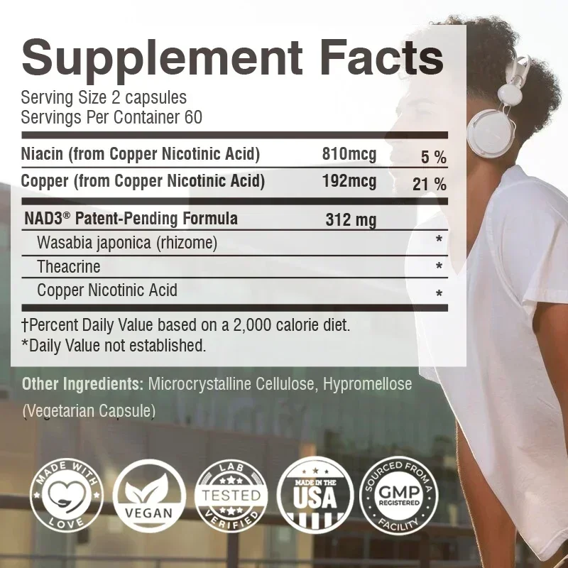 NAD Capsules - Contains Nicotinamide Nucleotides, Promotes Cell Health, Detoxifies, Enhances Immunity, and Resists Aging