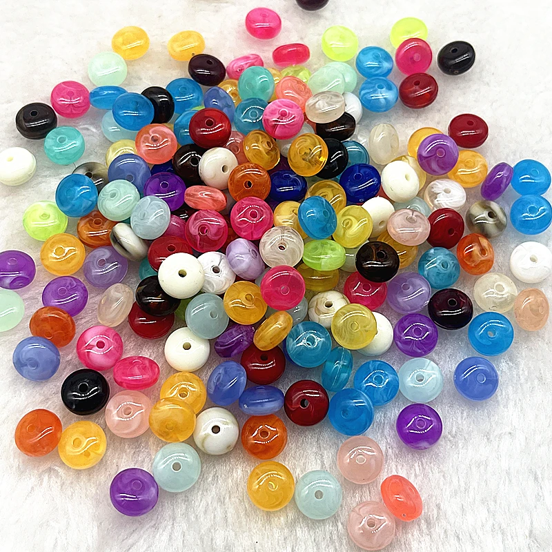 30pcs 10x5mm Flat Shape Acrylic Beads Spacer Loose Beads for Jewelry Making DIY Bracelet Accessories